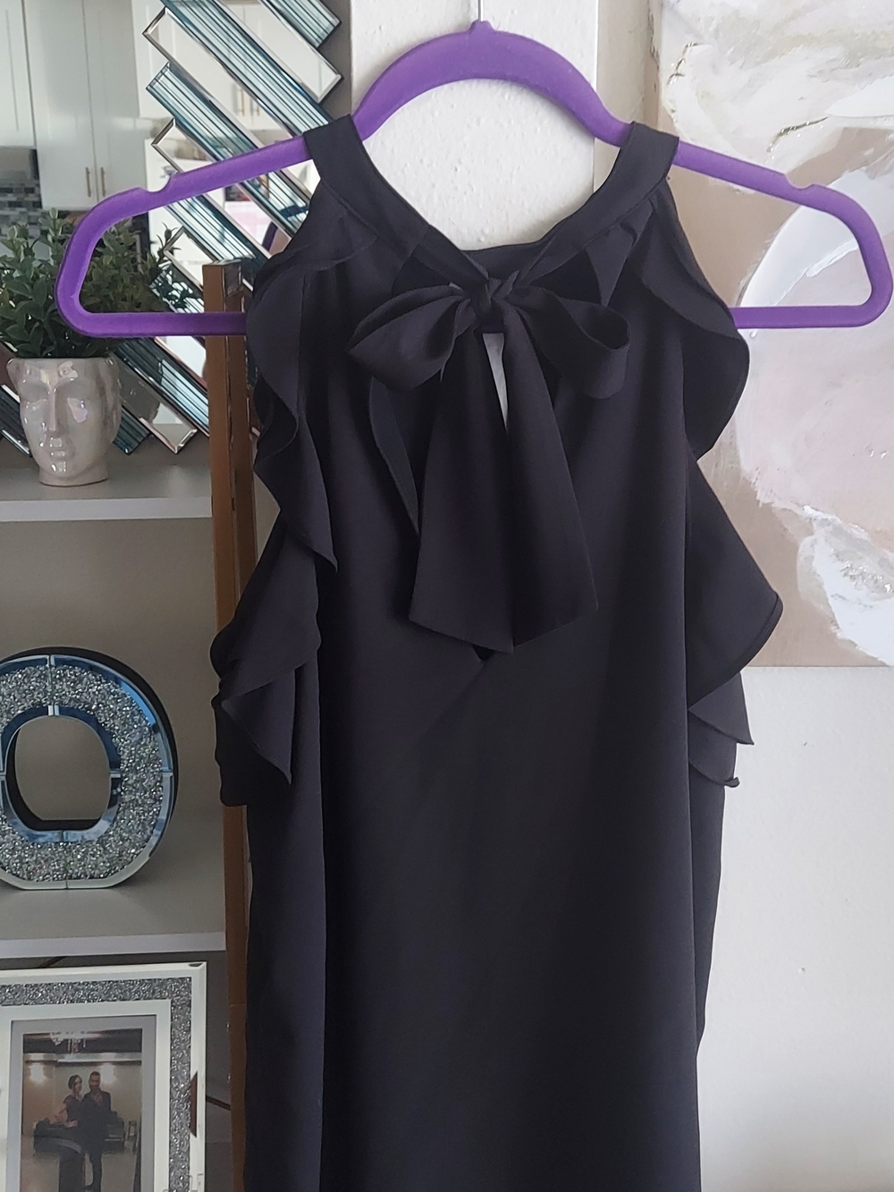 XOXO Black Ruffle Neckdetail Sleeveless Dress